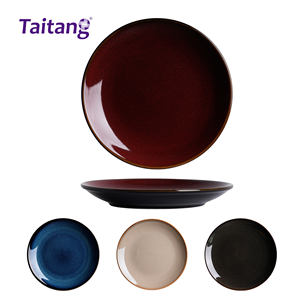 Piring restoran Hotel keramik bulat piring samping Makan Malam di merah oranye hijau kuning ramah lingkungan warna Teknik Enamel - Product Image 1