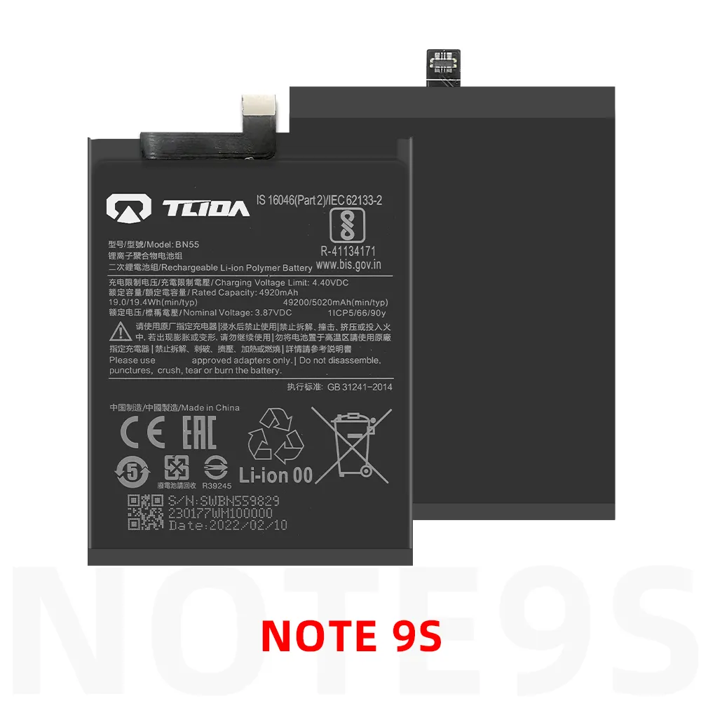 wholesale mobile phone lithium ion batteries original for xiaomi for redmi note 9s battery