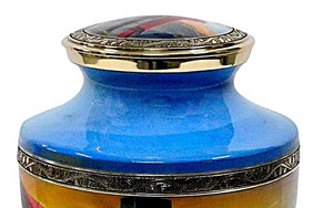 Holy Cross Brass and Silver Cremation <b>Urn</b> for Adult Ashes Elegant Funeral Memorial Band Durable Metal From Tasty Band Silver - Product Image 5