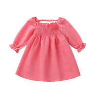 Robe d'été 2026 en coton pour enfants, style boutique, pour mariage et fêtes, col carré, manches courtes lanternes, volants, longueur genou, coupe trapèze pour filles