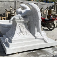Stèles et monuments funéraires modernes en marbre blanc et noir, statues en granit personnalisées