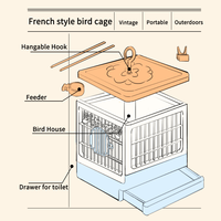 Cage de voyage portable pour oiseaux en plastique PP, durable et légère, avec perchoir et mangeoire, petite maison pour animaux de compagnie, à suspendre en extérieur