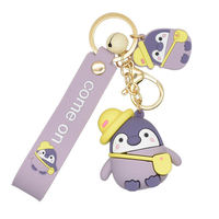 Porte-clés personnalisé en PVC motif pingouin de dessin animé Kawaii, joli breloque de sac, pendentif de sac à dos pour souvenirs d'aquarium