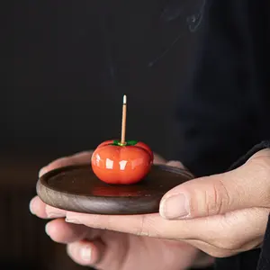 Özel toptan tasarım sevimli Mini meyve şekli seramik tütsü sopa tutucu aromaterapi meditasyon için