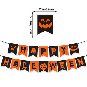 Bannière décorative noire HAPPY HALLOWEEN avec panneau citrouille pour décoration intérieure et extérieure, cheminée, fête à thème Halloween - Product Image 4