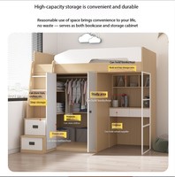 Lit superposé bébé multifonctionnel avec bureau, rangement haut-bas, vestiaire, confortable, durable, moderne, écologique, en bois pour chambre à coucher
