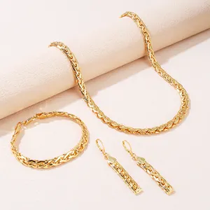 Hot selling new trendy jewelry sets 18 k gold plated set Bridal luxury gifts ladies necklace earrings high fashion set