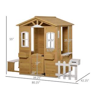 Maison de jeu extérieure en bois écologique avec fenêtres de porte de chalet et boîte aux lettres pour enfants de 3 à 6 ans - Product Image 4
