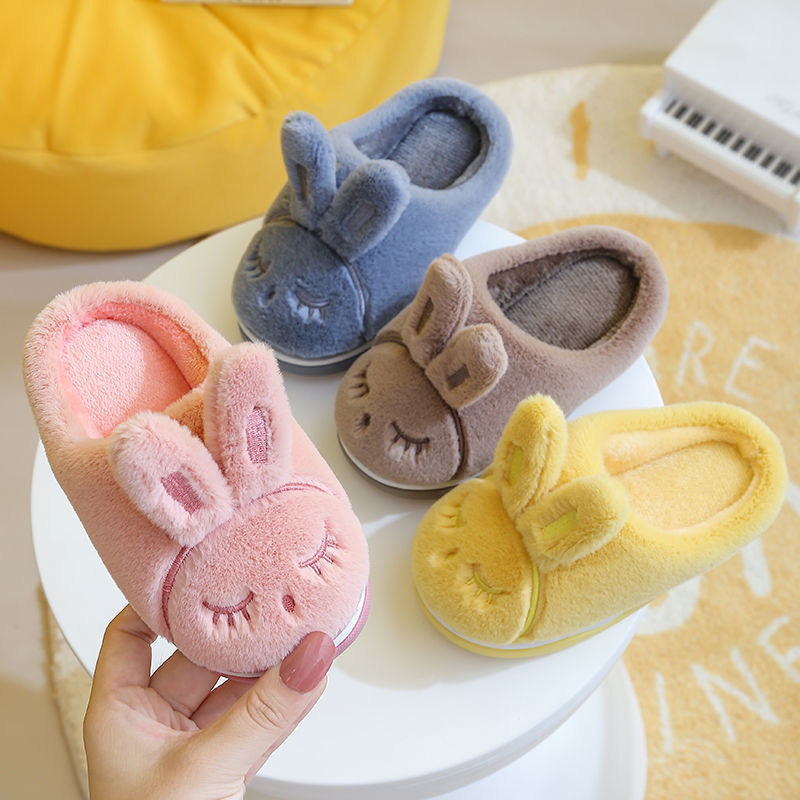 Зимние Детские домашние тапочки, Детская Хлопковая обувь, плюшевые теплые тапочки для девочек, домашние тапочки для детей
