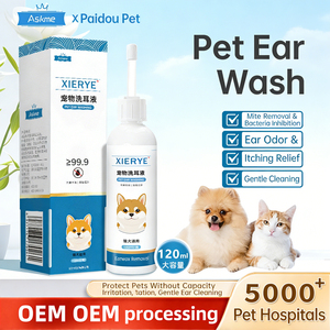 Liquide nettoyant apaisant pour les oreilles des animaux domestiques, gouttes auriculaires pour animaux, élimine la saleté et les odeurs chez les chats et les chiens, OEM personnalisé - Product Image 1