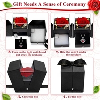 Collier éternel Boîte à bijoux Lumières LED pour la Saint-Valentin Fête des mères Pâques Noël Graduation Roses conservées Éternelles