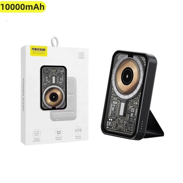 Transparent PD 20W Powerful Magnetic Power Bank 10000mAh Wireless 15W Foldable Phone Holder Fast Charger 10000 Mah Power Banks