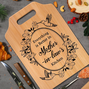 Tagliere in bambù inciso con manico, decorativo per cucina, idea <span class=keywords><strong>regalo</strong></span> per inaugurazione casa, mamma, nonna - Product Image 2