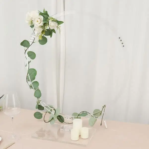 Klarer Acryl Tisch Hochzeit Arch Hoop Stand Runder Kranz Tischplatte Dekor Lucite Blumen ständer