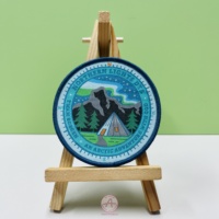 Patch tissé fait à la main de dessin animé de grand requin de mer motif naturel personnalisé tissu brodé thermocollant feutre 3D respectueux de l'environnement