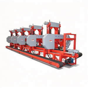 Sierra de cinta horizontal de cabezales múltiples con pantalla táctil, ajuste de espesor y alimentación de frecuencia variable para aserrado de troncos - Product Image 1