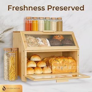 Caja de Pan de Bambú Tongyao con Tapa Enrollable de Madera, Almacenamiento de Alimentos para Encimera de Cocina, Diseño Moderno y Simple - Product Image 3