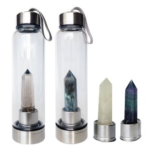 Cristal De Quartz Rose Verre <span class=keywords><strong>Elixir</strong></span> Bouteille D'eau - Product Image 1
