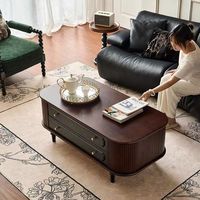 Table basse vintage minimaliste KMJ en noyer, table centrale antique en MDF pour le salon