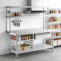 Table de préparation en acier inoxydable 304 certifiée NSF, robuste, avec tiroirs et support pour cuisine commerciale, transformation alimentaire, restaurant