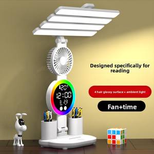 충전식 LED 책상 램프 접이식 독서용 테이블 램프 디지털 시계 펜 홀더 분위기 조명 달력 날짜 표시 - Product Image 1