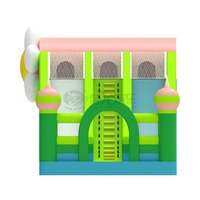 Château Gonflable Floral 9x5x5.5m avec Toboggan Triple Piste, Prix Usine, PVC Personnalisé OEM pour Enfants, Événements Extérieurs et Intérieurs, Location