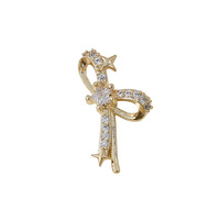 Pendentif Chaîne Zircon Étoile pour Ongles, Bijou de Luxe Léger, Effet Super Flash, Nœud Tendance Internet, Strass Métallique Polyvalent pour Ongles