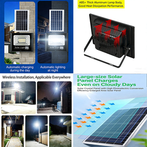 JINBOLI ガーデン IP67 リモコン付き高ルーメン単結晶太陽光パネル 200w 300w 400W 800w ソーラーLEDモジュール式投光器 - Product Image 2