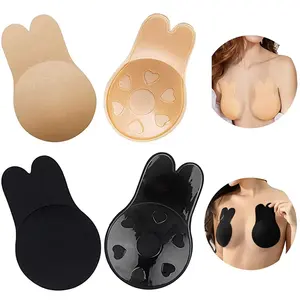 Invisible Push Up Strapless Rabbit Ear Shape Silicone Bra Hot Sale Women Silicone Nipple Covers Underwear Accessories