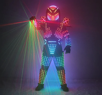 Costume de robot LED polychrome, danseur de scène, lumières rvb, vêtements lumineux LED de performance avec gants laser pour discothèque