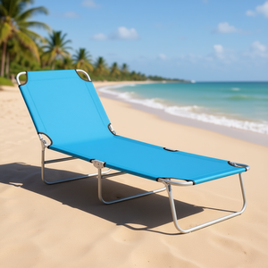 Tumbona de Tela Oxford Azul Turquesa con Marco de Aluminio, Muebles de Exterior Inclinables de Diseño Contemporáneo - Product Image 2