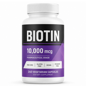 Comprimés de Vitamine H, Kératine, Acide Hyaluronique et Biotine de Qualité Supérieure, Pureté 99%, pour Cheveux, Ongles, Cils et Immunité, Sans Produits Laitiers, 60 Comprimés - Product Image 1