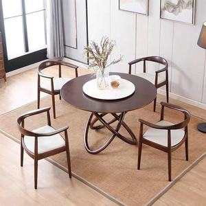 İskandinav modern yuvarlak yemek masası iki katmanlı lüks ceviz meşe tik ahşap kapı yemek masası s - Product Image 2