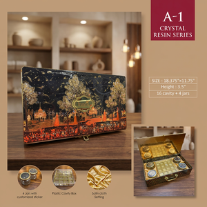 Boîte cadeau de luxe en bois massif avec résine cristalline, thème Saint-Valentin, finition polie, présentoir de table - Product Image 1