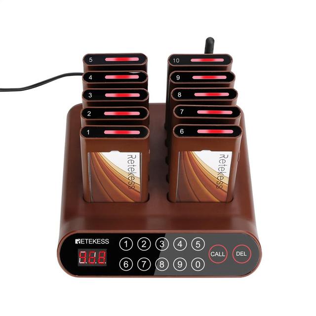 AM Touch 433MHz Wireless Calling Queue System 10 Receivers 300m Range for Fast Food/Dessert Shops Dining Cars-Retekess T116A