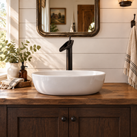 Robinet de lavabo haut en laiton bronze huilé, avec levier unique et bec cascade, pour salle de bain moderne, vente en gros
