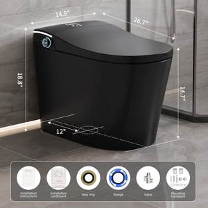 Inodoro Inteligente con Bidé Integrado, Aprobado por ETL y CUPC, Enchufe Estadounidense de 110V, Montaje en el Suelo, Color Negro Mate, con Asiento con Calefacción y Control Remoto - Product Image 2