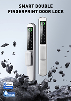 Serrure de porte intelligente en aluminium mince, étanche, double face, avec empreinte digitale, Ttlock, double crochet, multipoints, pour porte grillagée