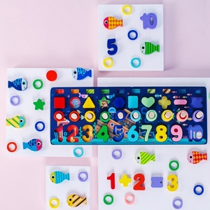 Manufacturer direct offer creative Christmas 5 in 1 ocean fishing toy wooden puzzle Promotion popular wooden educational toys - Product Image 2