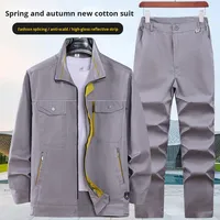 Ensemble de vêtements de travail en coton pour hommes, printemps-automne, résistant à l'usure, résistant à la chaleur, épaissi, camouflage, uniforme de protection du travail