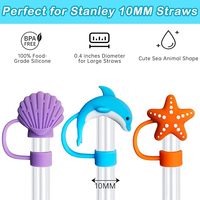 Capuchon de paille en silicone de 0,4 pouce pour tasses Stanley Capuchons de paille anti-poussière pour animaux marins mignons pour accessoires de tasse Stanley