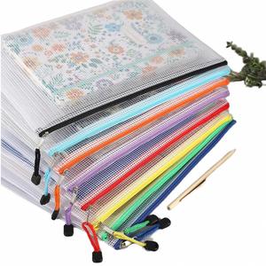 Customized Print Waterproof Pvc Document Bag Transparent Mesh Bags with Zipper A4 Clear <b>File</b> <b>Storage</b> Bag <b>File</b> Pouch for School - Product Image 1