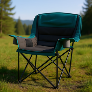 Chaise de camping pliable portable avec porte-gobelets et sac de transport, siège rembourré, utilisation en extérieur et au jardin, structure en aluminium, tissu Oxford - Product Image 2