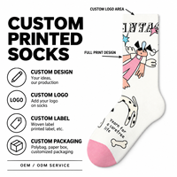 Chaussettes personnalisées OEM pour adultes, en polyester/nylon/coton/fibre de bambou/laine, résistantes aux déchirures, séchage rapide, sans couture, impression numérique 360°