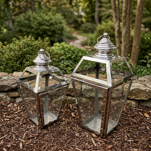 Lanternes porte-bougies modernes en acier inoxydable et verre, design de Noël, faites à la main, durables, tailles personnalisables pour la décoration de la maison et du jardin - Product Image 4