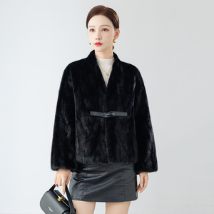 Nouvelle Collection Hiver 2025 – Poncho Court Femme en Velours et <span class=keywords><strong>Fourrure</strong></span> de Vison, Style Vintage, Tendance Jeune et Ample - Product Image 3
