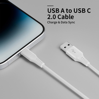 Kabel Data USB A ke Tipe C 480Mbps, Kabel Sinkronisasi 5V 3A Pengisian Cepat untuk Ponsel, Power Bank, Mobil, Laptop, Casing ABS, Selubung TPE