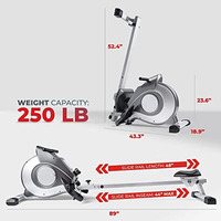 Máquina de Remo Magnética para Fitness con Capacidad de 250 LB, Riel Deslizante Extendido y Remo Adicional Opcional