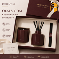 FUBEI LIVING Diffuseur de parfum d'ambiance et ensemble de bougies en verre gris mat à facettes décagonales, style minimaliste moderne pour la maison