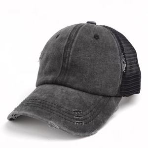 Gorra de béisbol de algodón lavado para mujer, gorra de cola de caballo, moderna, desgastada, con malla trasera, transpirable, para deportes al aire libre, sombrero para el sol, unisex - Product Image 3